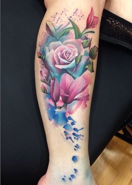 Watercolor Flowers Tattoo