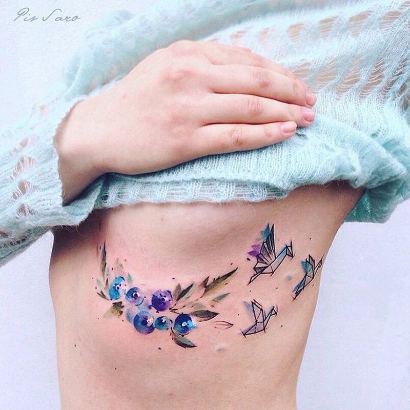 Watercolor Flying Birds Tattoo Design