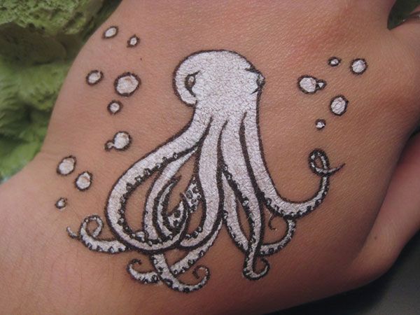 White Ink Octopus Tattoo On hand
