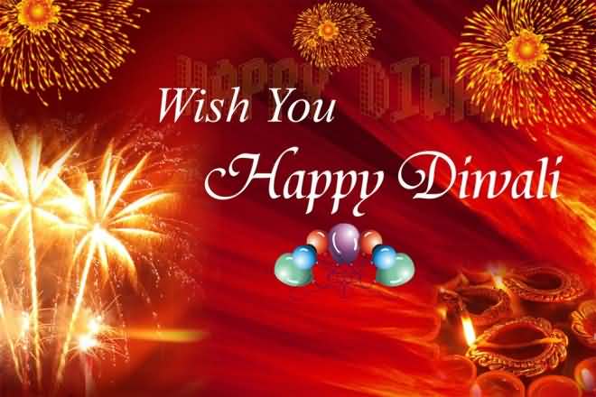 Wish You Happy Diwali Fireworks In Background