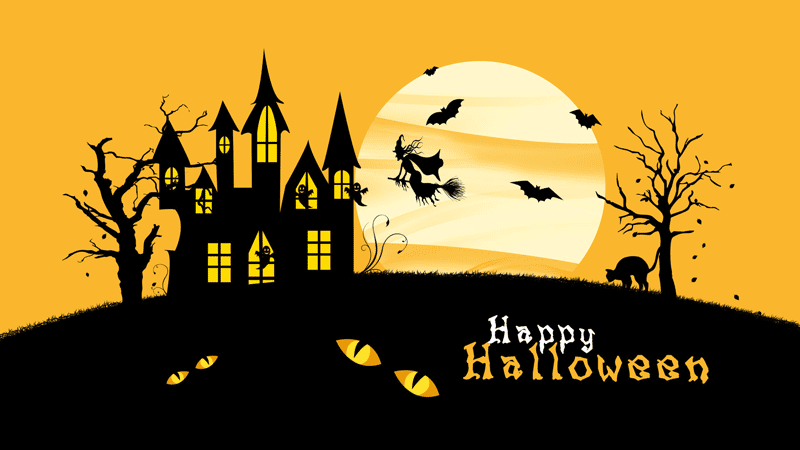 Wishing you a Happy Halloween scary ghost house big moon background image