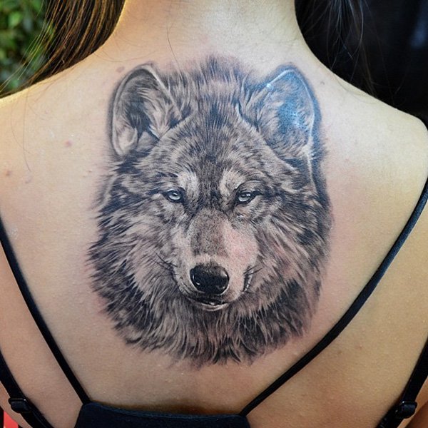 Wolf Tattoo Back of Women