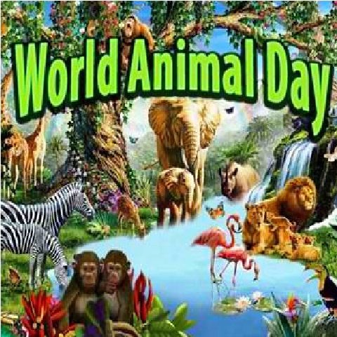 World Animal Day Animals In background