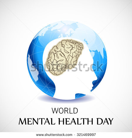 World Mental Health Day Earth Globe With Human Brain