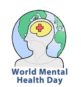 World Mental Health Day Human Body And Earth Globe Cliaprt