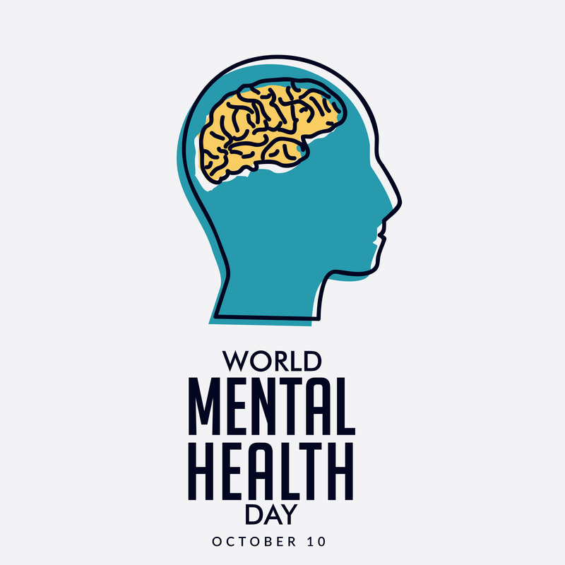 World Mental Health Day October 10 Human Face With Brain Illustration