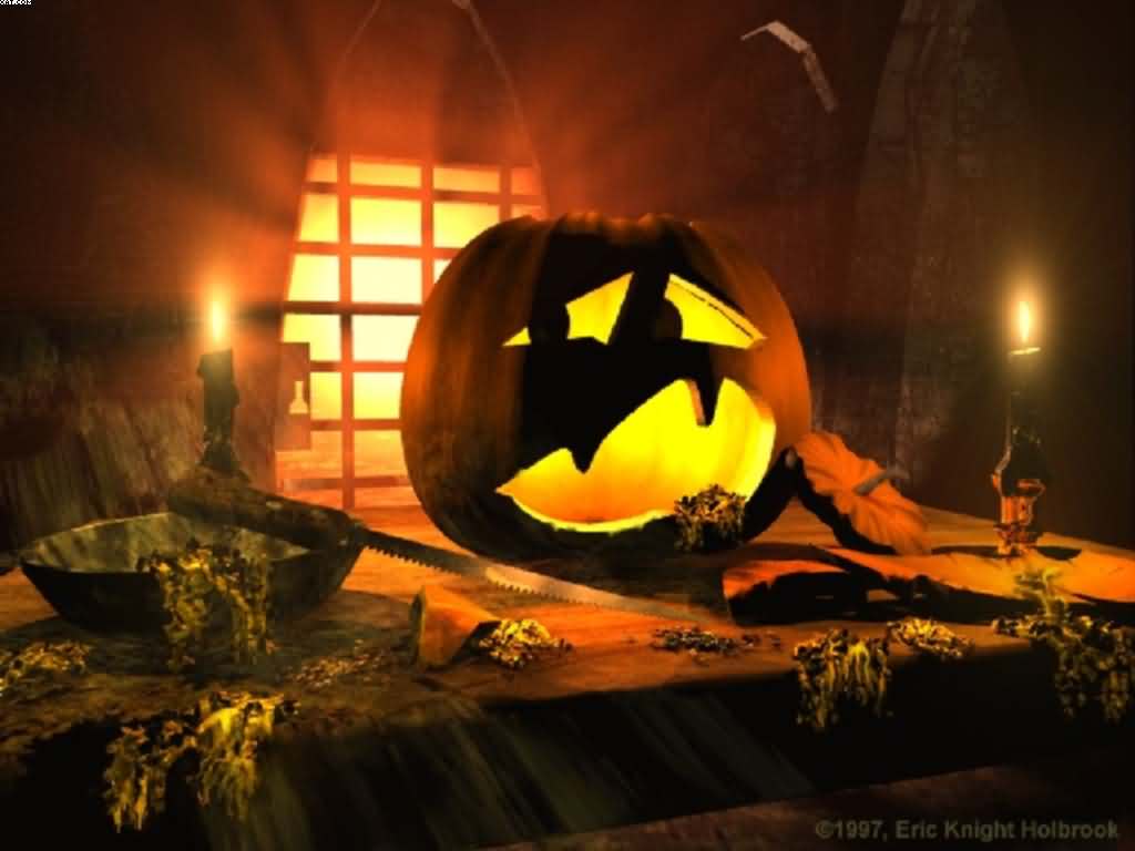 lighted halloween pumpkins wallpaper