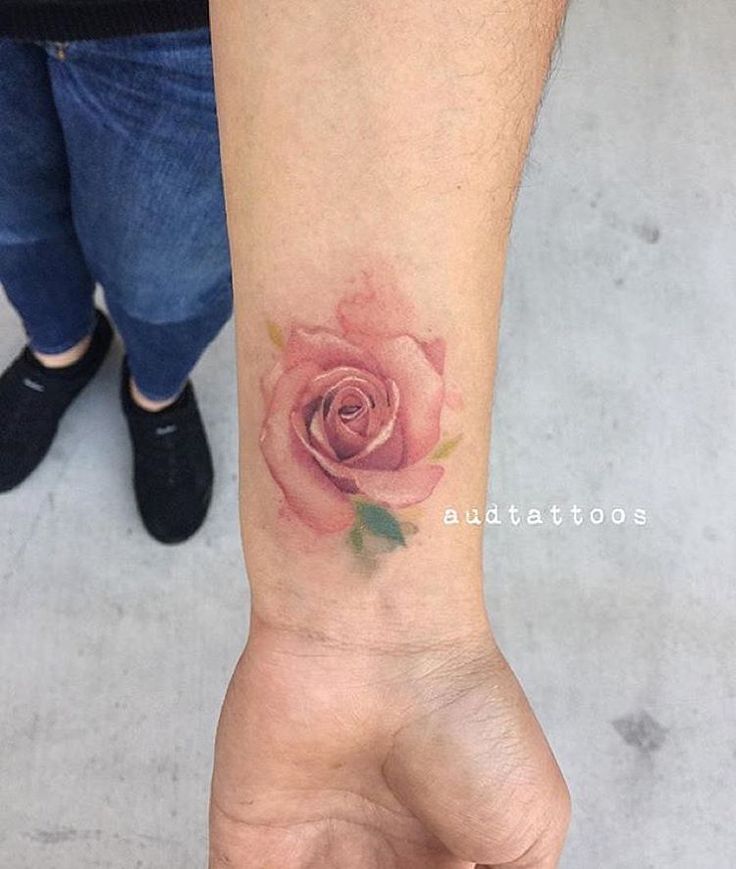 watercolor Rose Flower Tattoo On Wrist