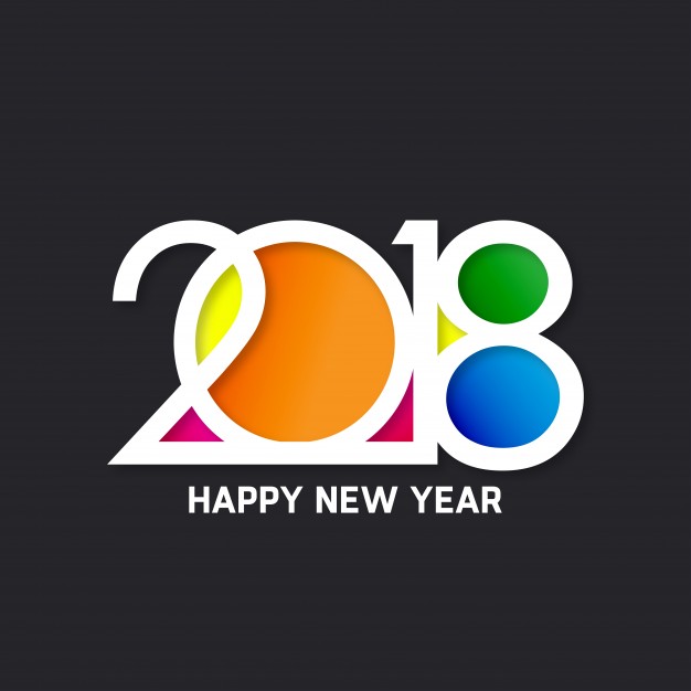 2018 Happy New Year Colorful card
