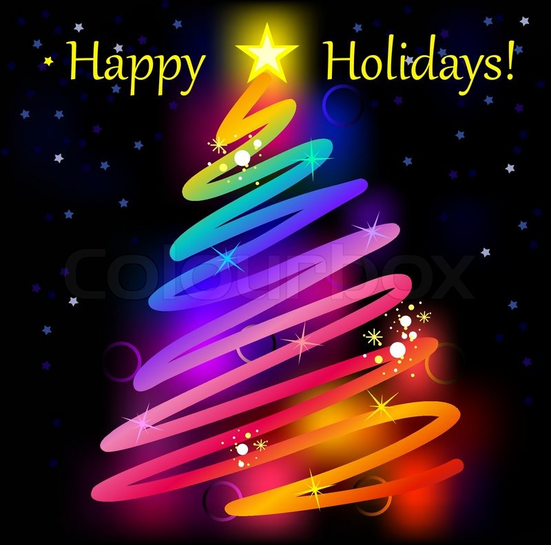 Abstract christmas tree background with happy holiday wishes