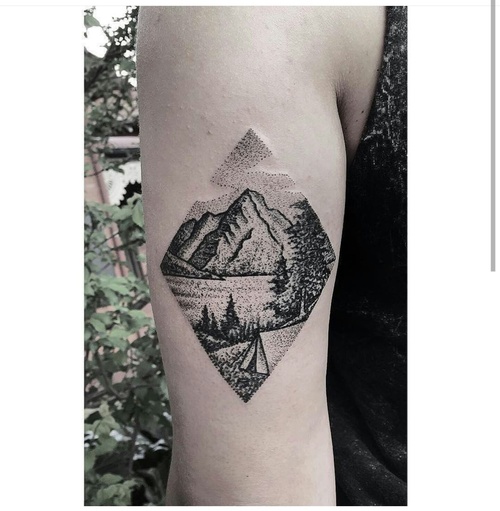 Amazing Mountains Travel Tattoo On Arm