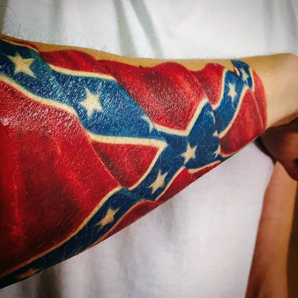 Amazing Rebel Flag Tattoo On Forearm