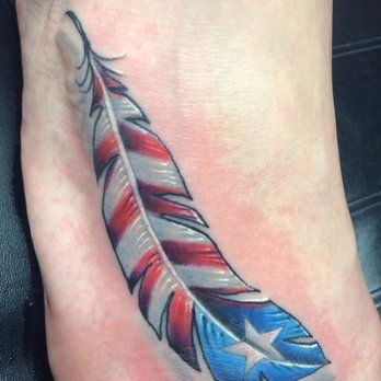 American Flag Feather Tattoo Design Idea
