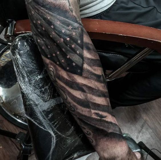 American Flag Tattoo On Forearm