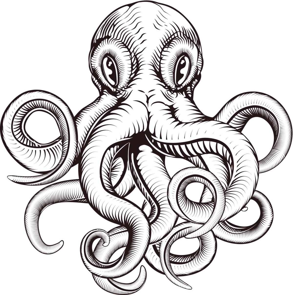 An Amazing Grey Ink Octopus Tattoo Design