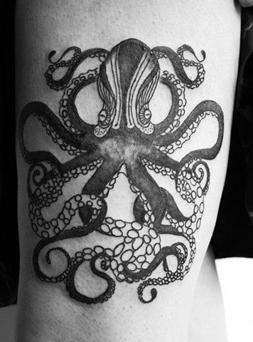 Beautiful Black Octopus Tattoo