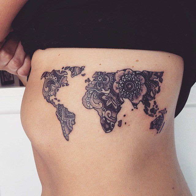 Beautiful Mandala World Map Tattoo On Siderib
