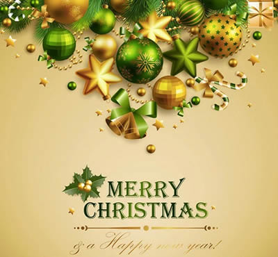 Beautiful Merry Christmas and Happy New Year wishes card