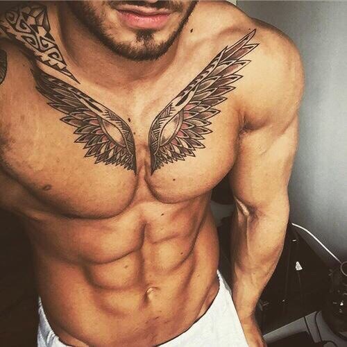 Beautiful Wings Tattoo on Chest For Men