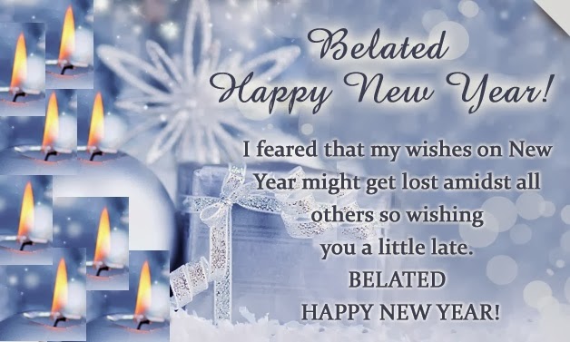 Belated Happy New Year lamp light card