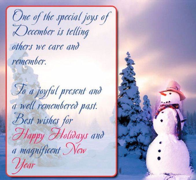 Best wishes for Happy Holidays and a magnificent New Year with snowman picture