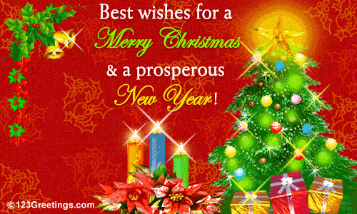 Best wishes for Merry Christmas and a prosperous New Year glitter image