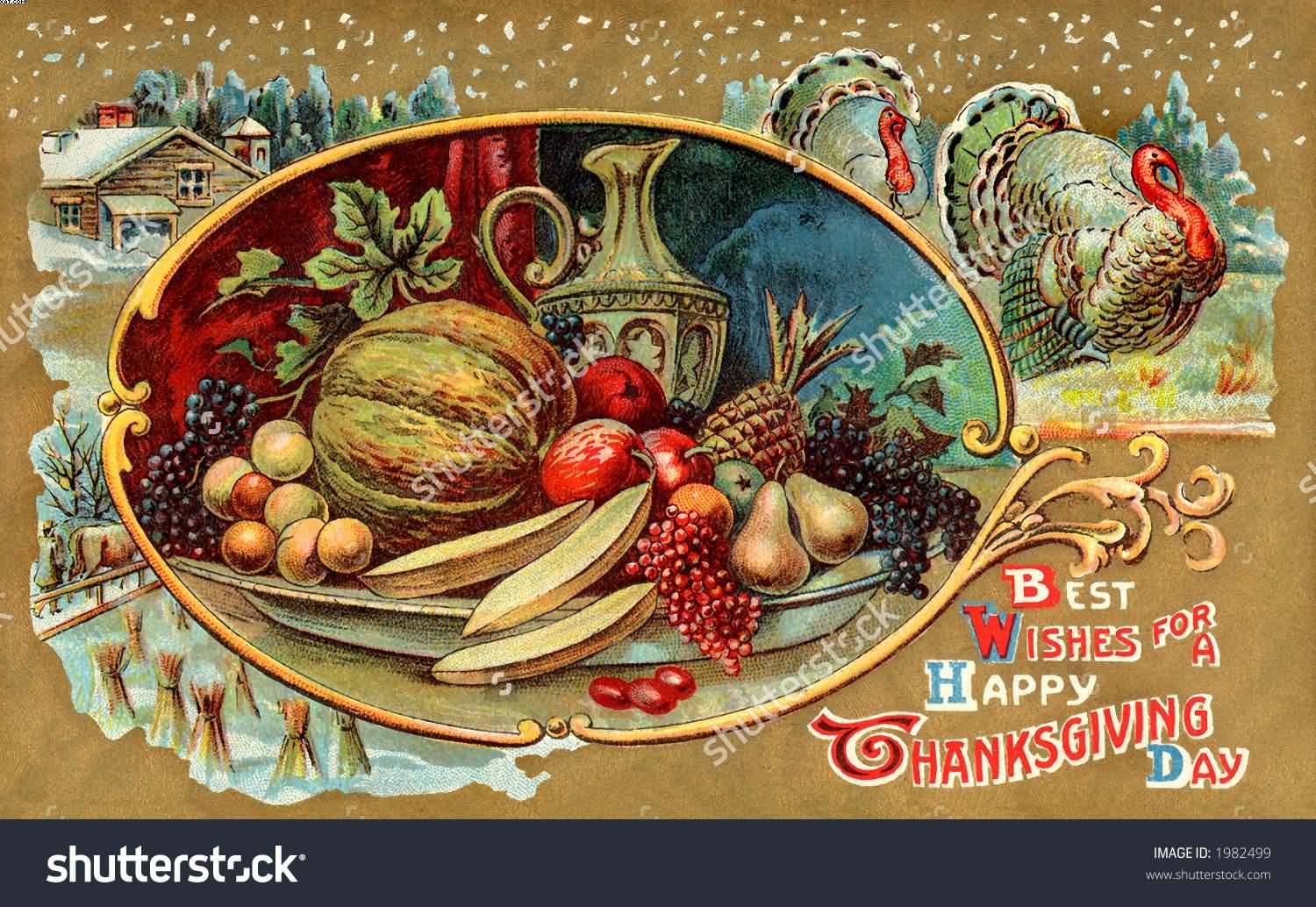 Best wishes for a Happy Thanksgiving day ornate illustration wallpaper