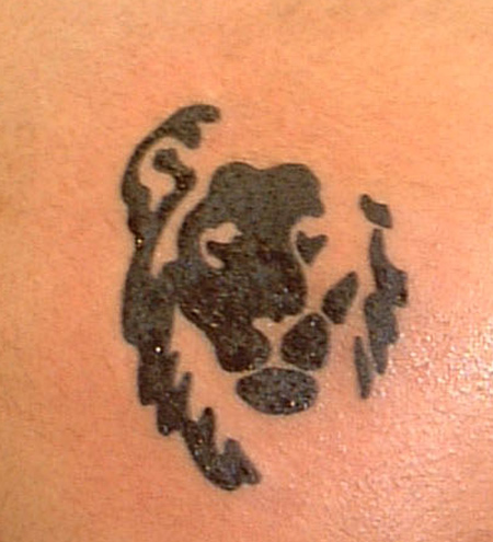 Black Ink Tribal Lion Tattoo