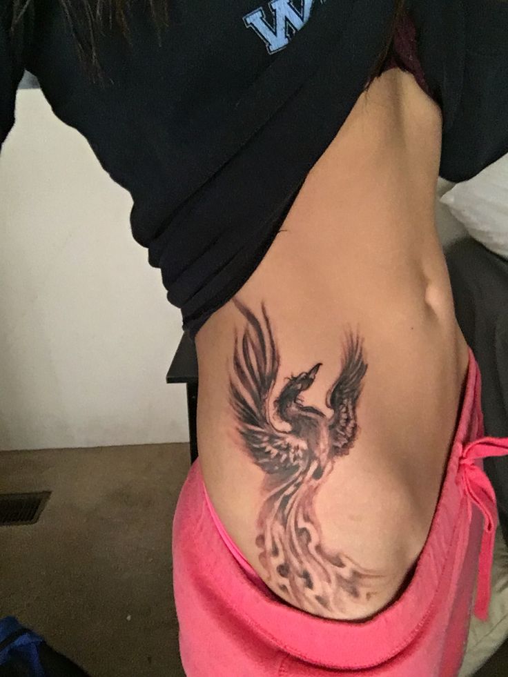 Black rising Phoenix Tattoo On Waist