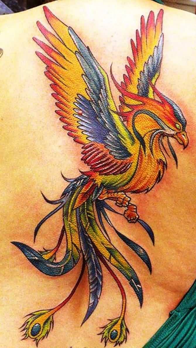 Colorful Rising Phoenix Tattoo design