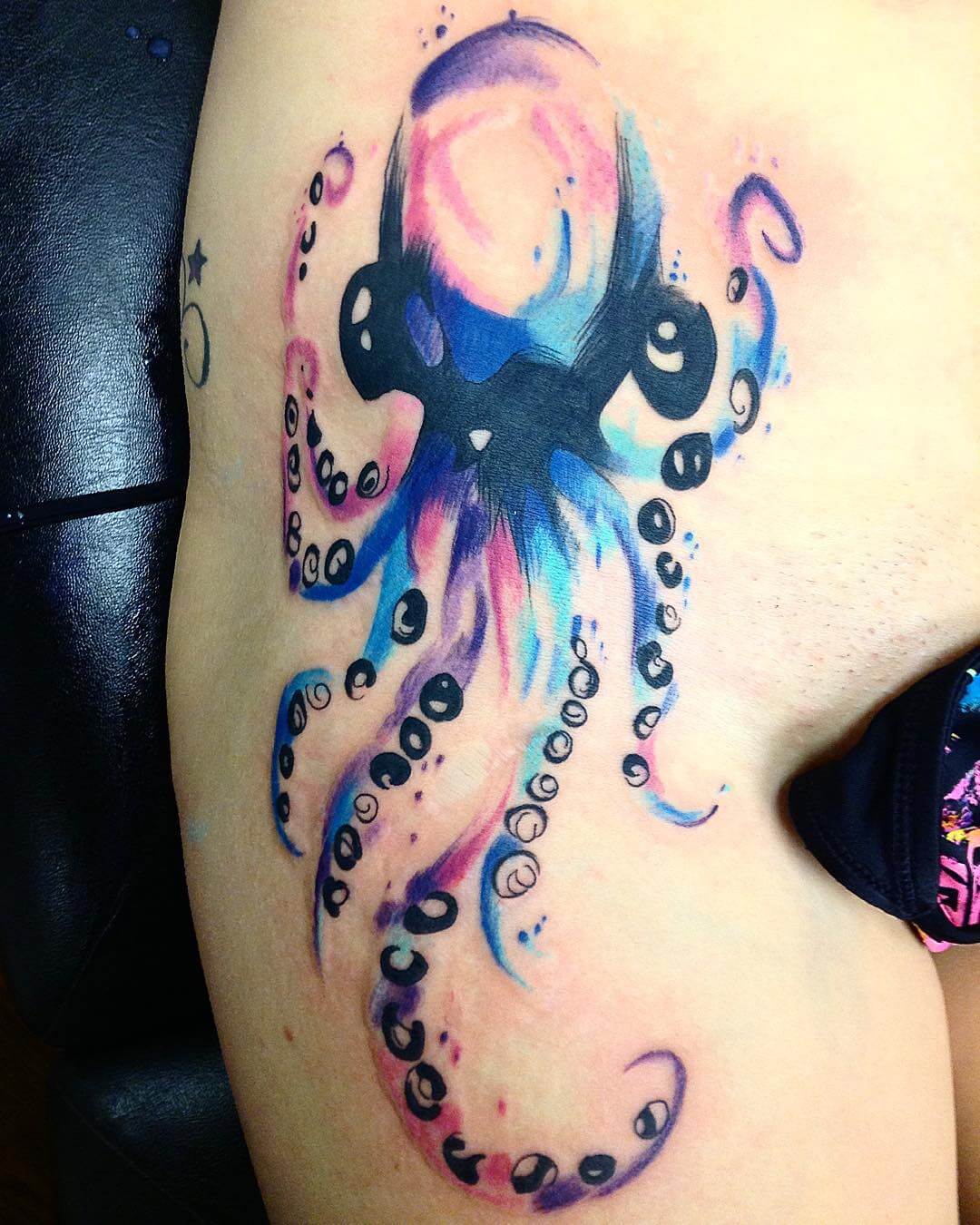 Colorful Watercolor Octopus Tattoo