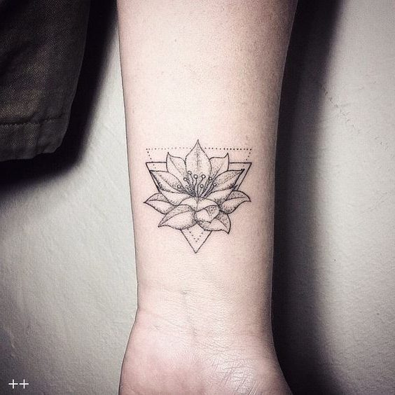 Geometric Lotus Tattoo On Wrist