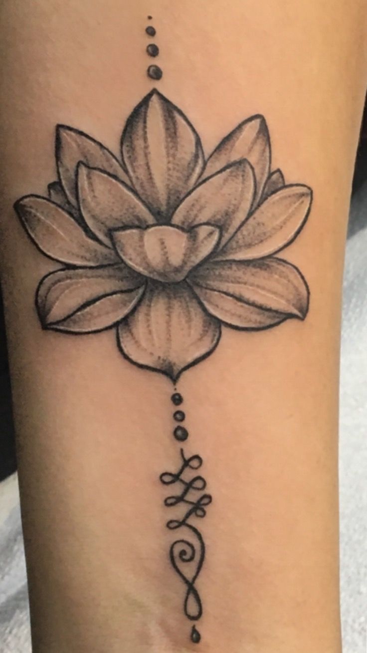 Gray Ink Lotus tattoo