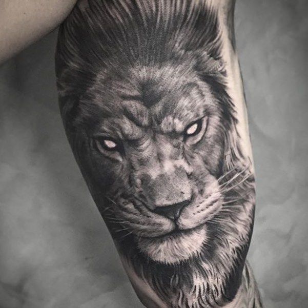 Gray Lion face Tattoo design idea