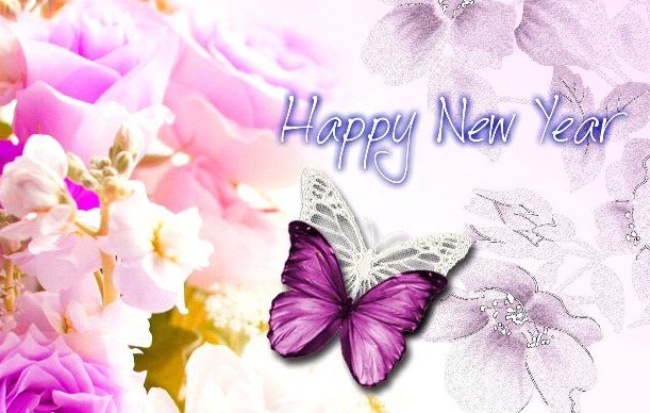 Happy New Year Butterflies Card