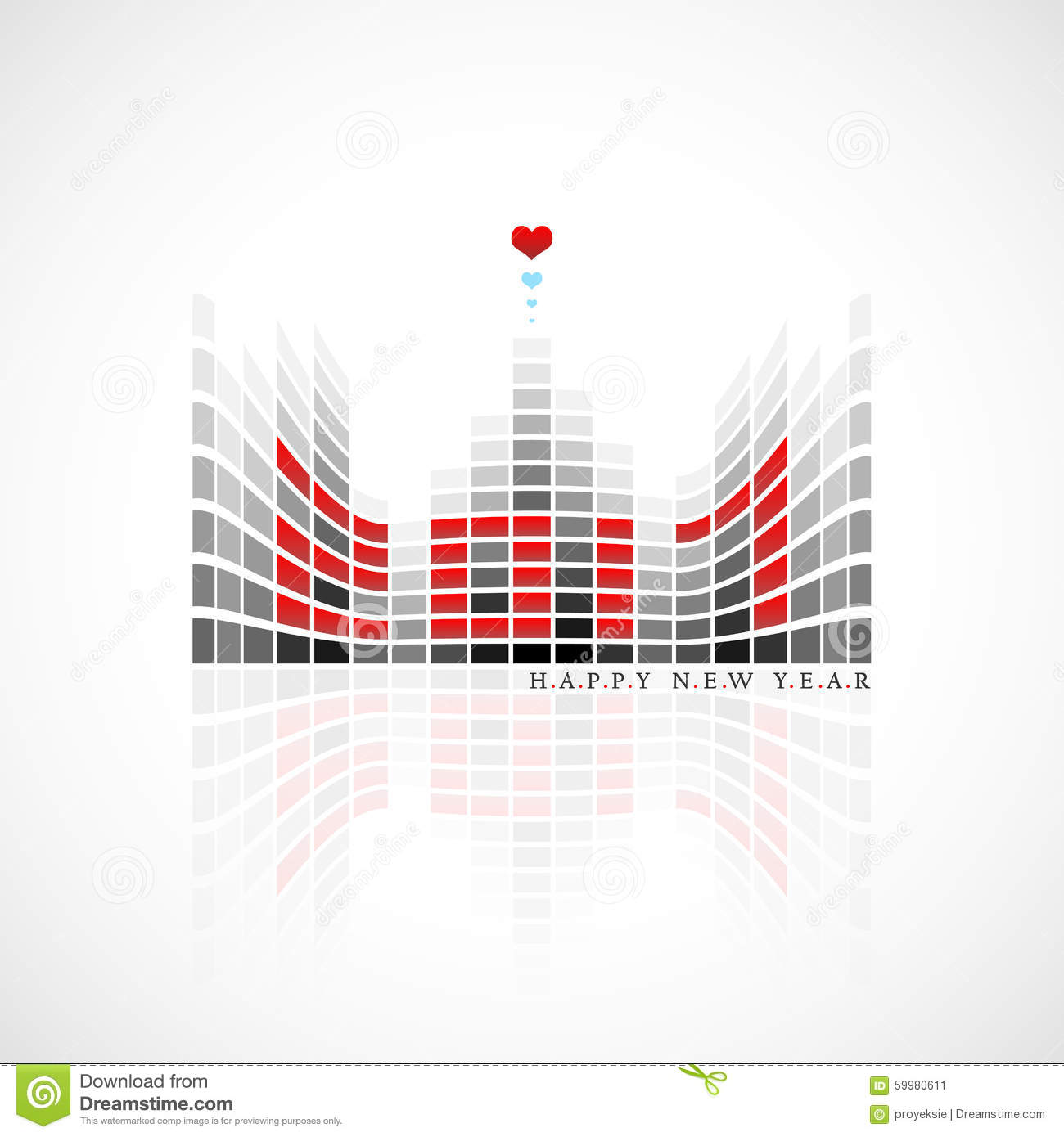 Happy New Year digital equalizer display hearts its top picture