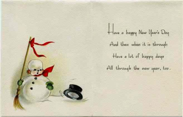 Happy New Year snowman with broomstick image