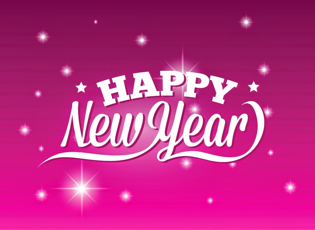 Happy New Year stars pink background wallpaper