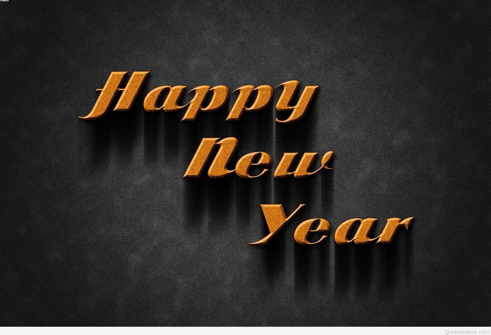Happy New Year text on black background