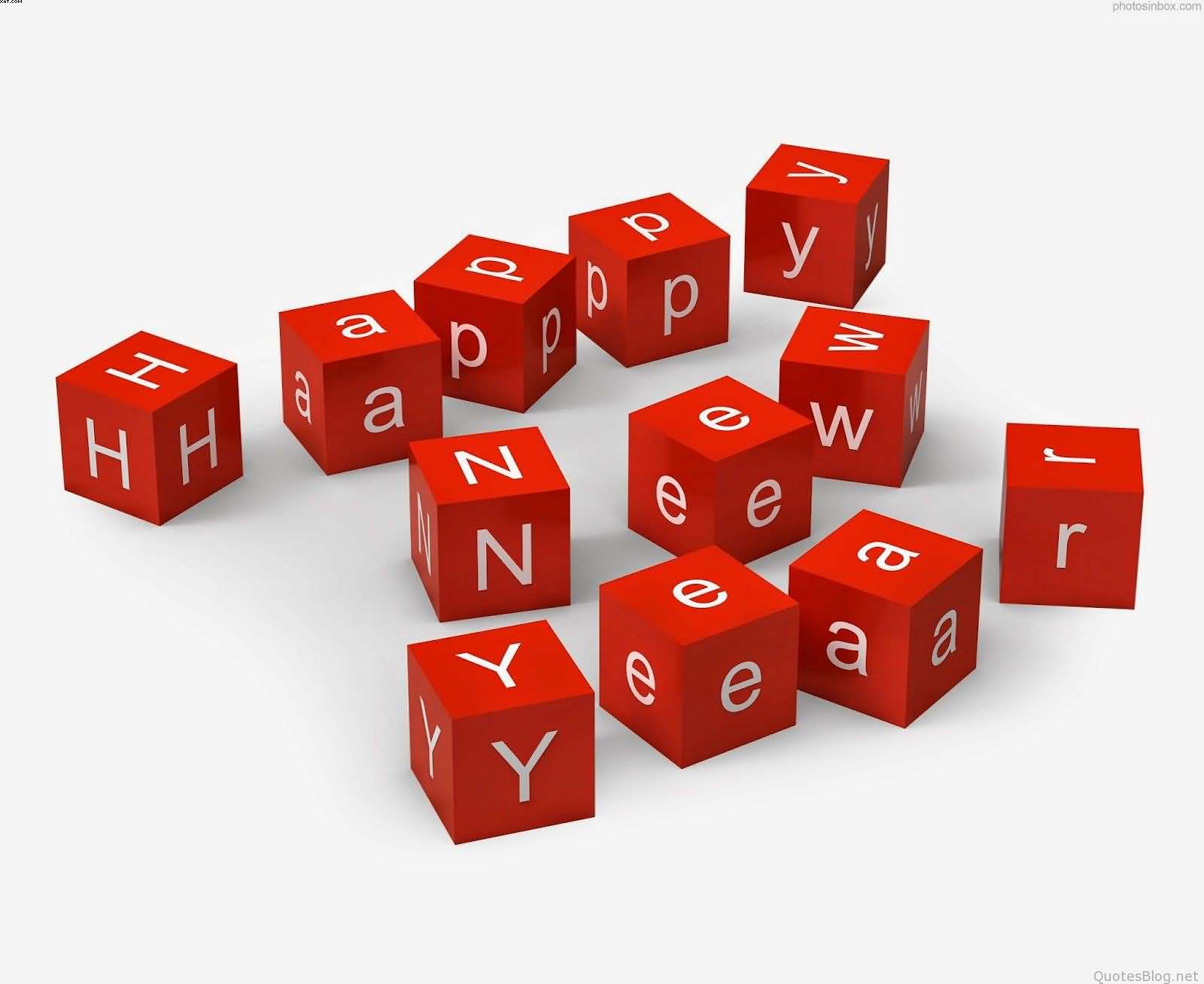 Happy New Year text on red boxes wallpaper