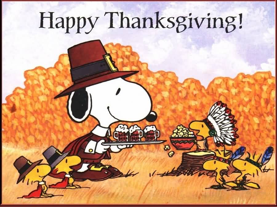 Happy Thanksgiving Snoopy Dog And Turkey Family