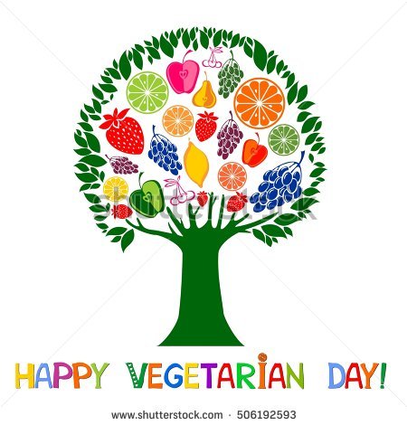 Happy Vegetarian Day Fuits Tree Clipart