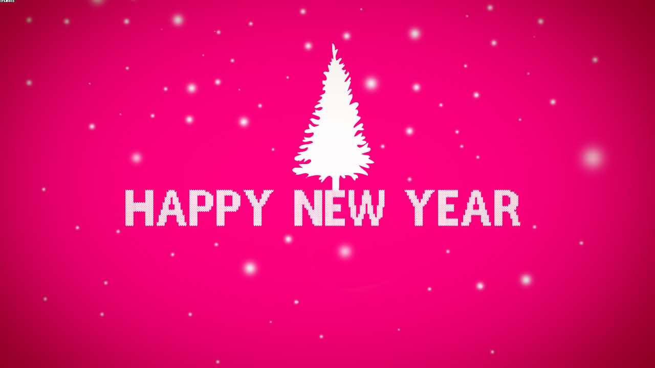 Happy new year christmas tree pink card