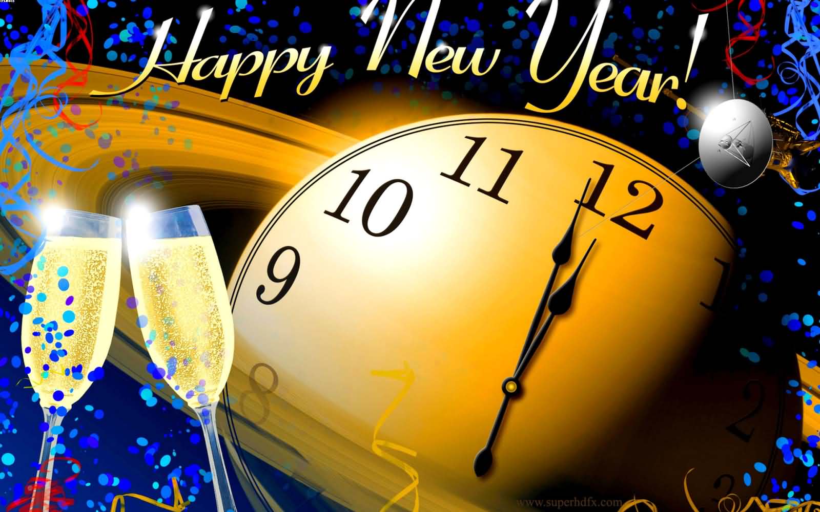 Happy new year clock picture