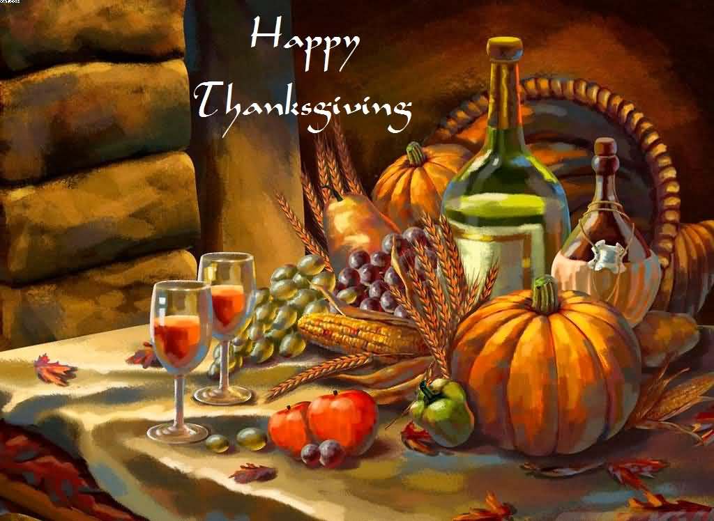 Happy thanksgiving food illustration