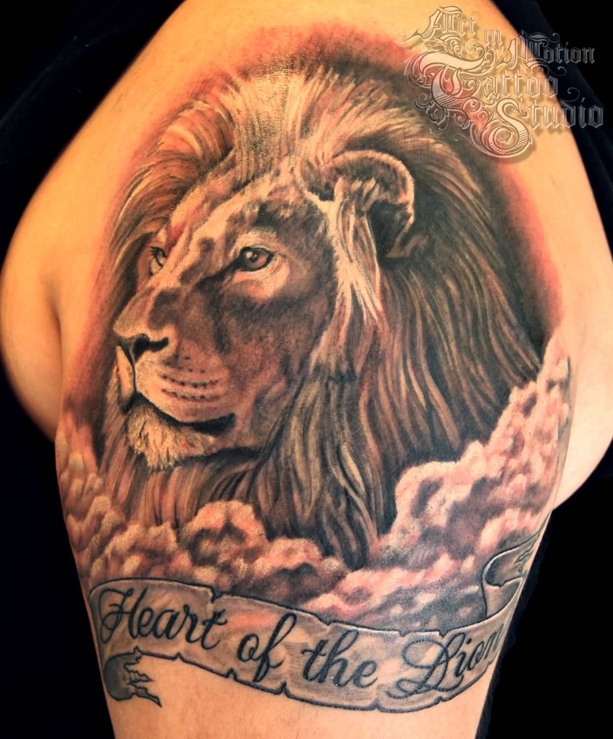 Heart Of the Lion Tattoo On Bicep