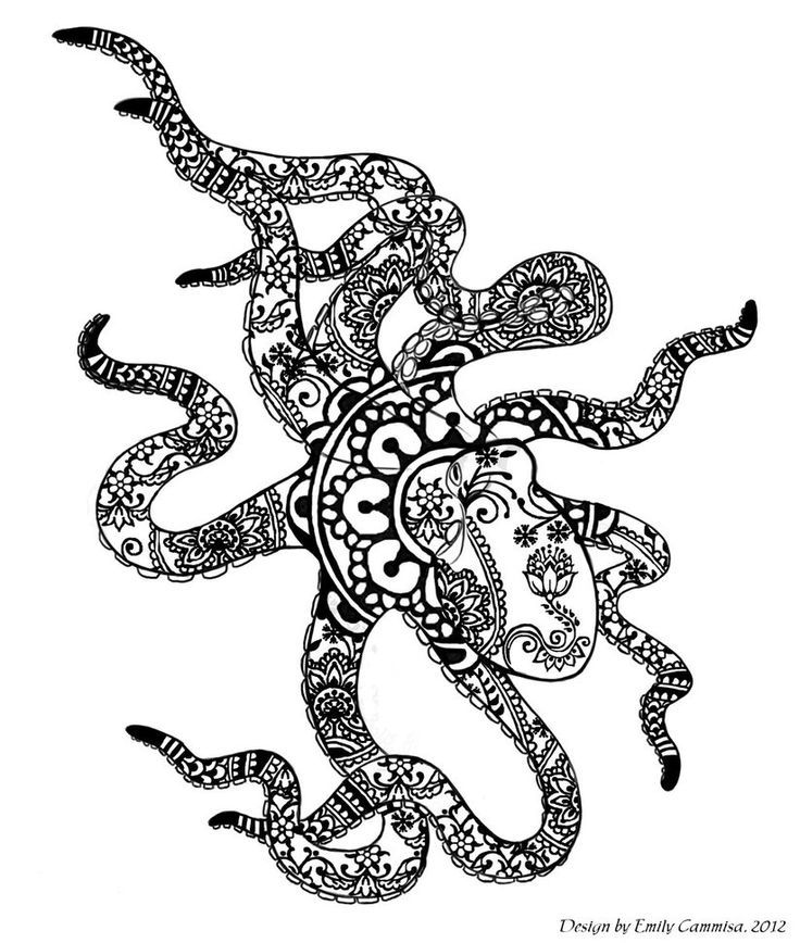 Henna Octopus Tattoo Lineart by OtakuEC