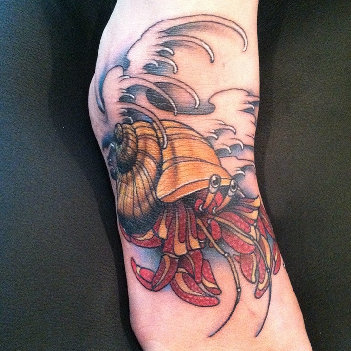 Hermit Crab Tattoo On Foot
