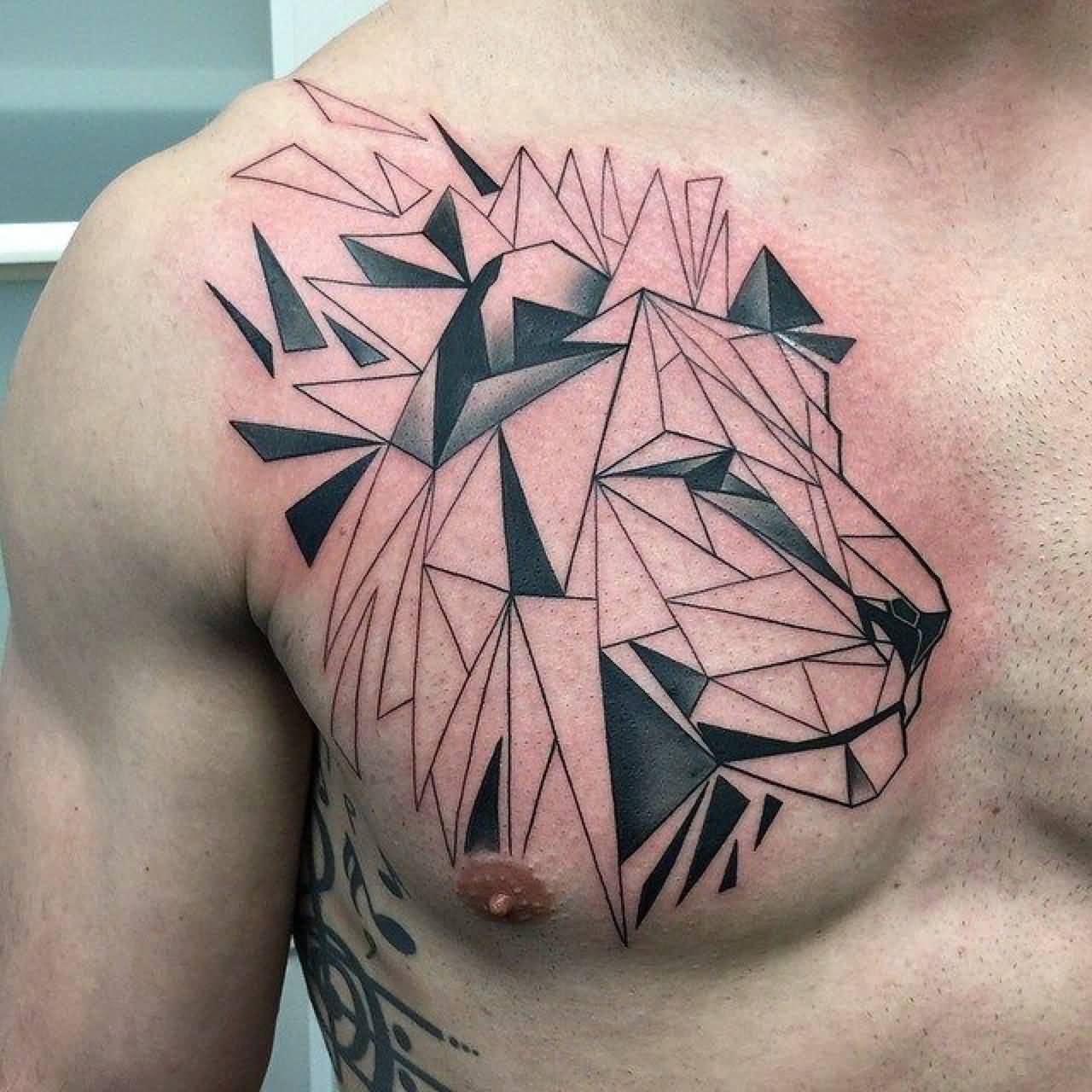 Incredible 3d geometric tattoo On Chest