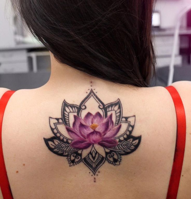 Incredible Lotus Tattoo On Girls back